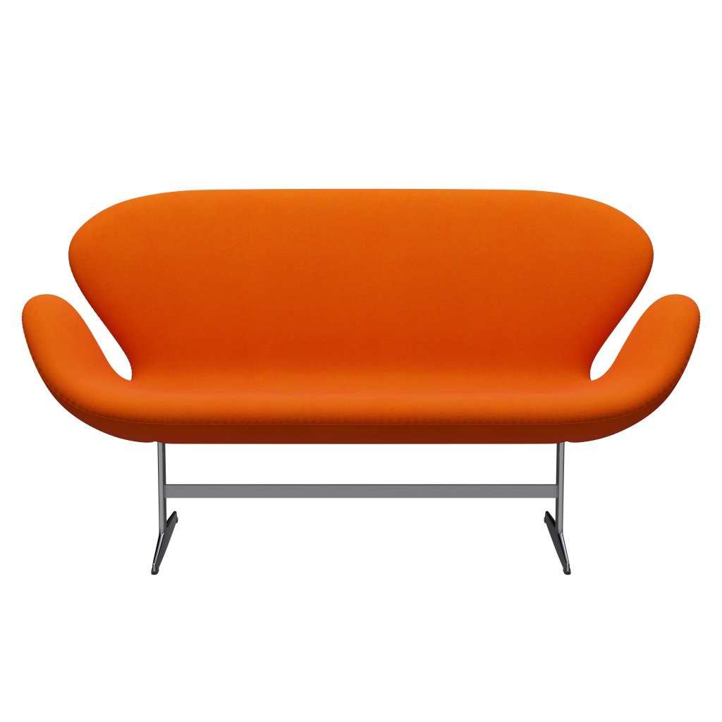 Fritz Hansen Swan Sofa 2 Seater, satén kartáčovaný hliník/tonus světlo oranžová