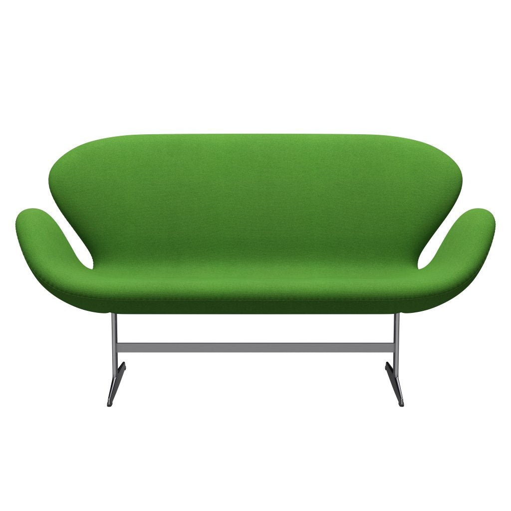 Fritz Hansen Swan Sofa 2 Seater, satén kartáčovaný hliník/tonus světle zelená