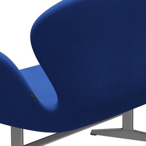 Fritz Hansen Swan Sofa 2 Seater, Satin Brushed Aluminium/Tonus Lavender Blue