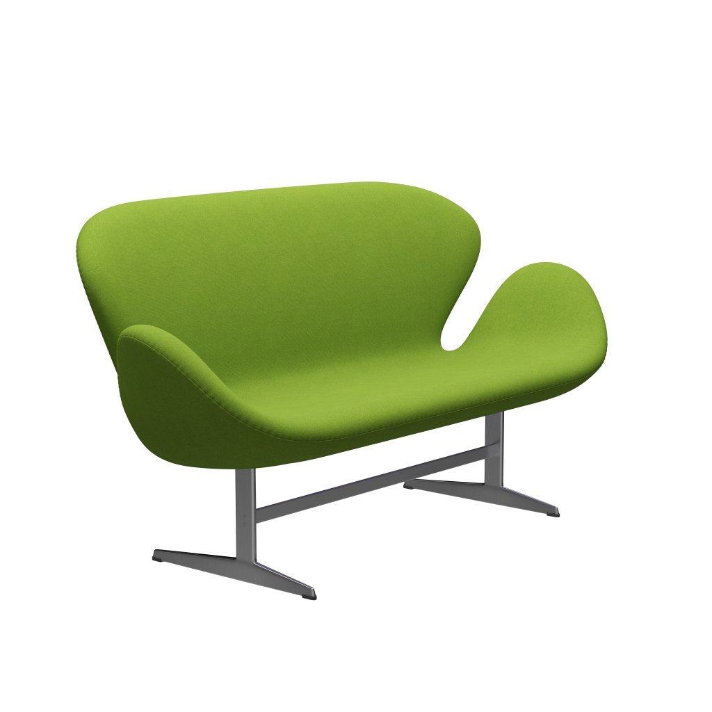 Fritz Hansen Swan Sofa 2 Seater, satén kartáčovaný hliník/tonus vápno