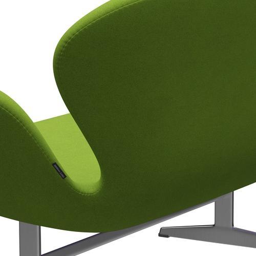 Fritz Hansen Swan Sofa 2 Seater, Satin Brushed Aluminium/Tonus Lime