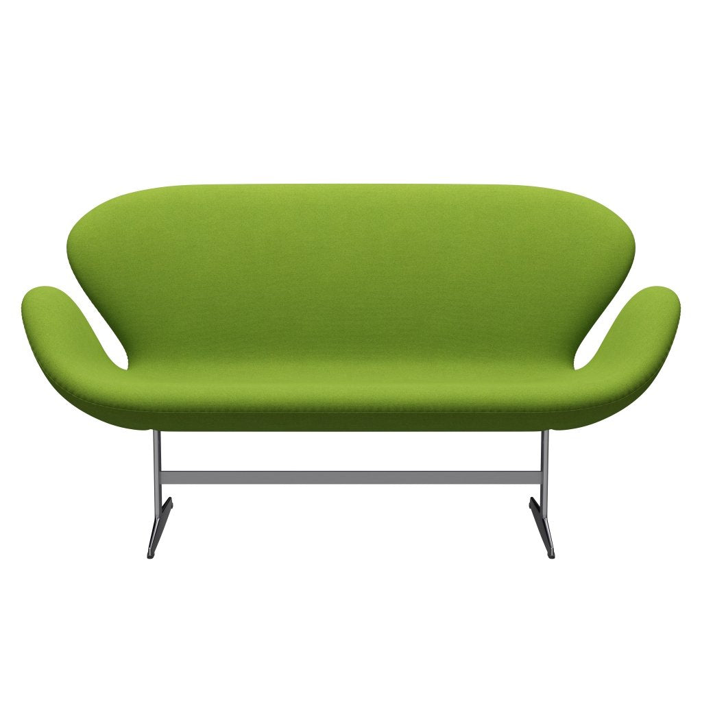 Fritz Hansen Swan Sofa 2 Seater, Satin Brushed Aluminium/Tonus Lime