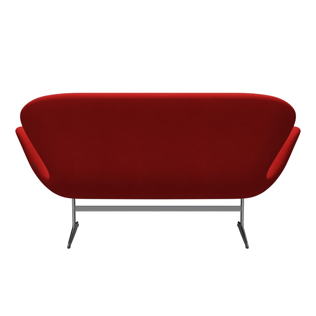 Fritz Hansen Swan Sofa 2 Seater, satén kartáčovaný hliník/tonus oranžový/červená