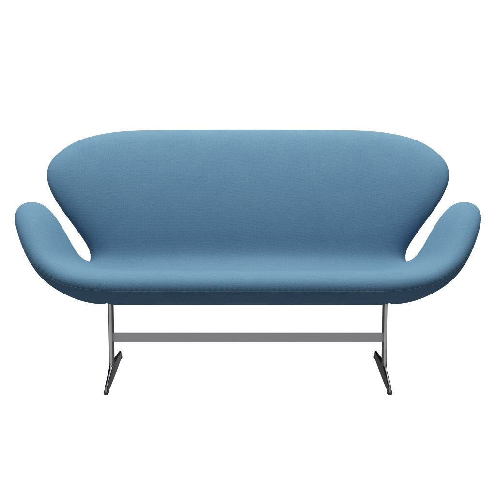 Fritz Hansen Swan Sofa 2 Seater, satén kartáčovaný hliník/tonus pastelový modrá