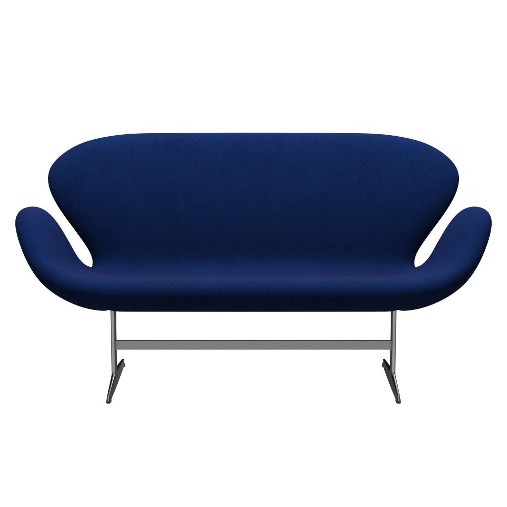 Fritz Hansen Swan Sofa 2 Seater, satén kartáčovaný hliník/Tonus Royal Blue