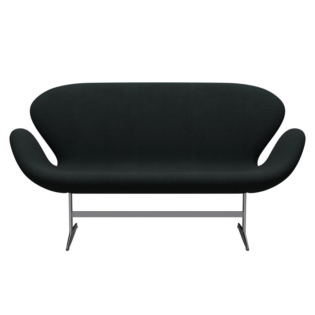 Fritz Hansen Swan Sofa 2 Seater, satén kartáčovaný hliník/tonus černá