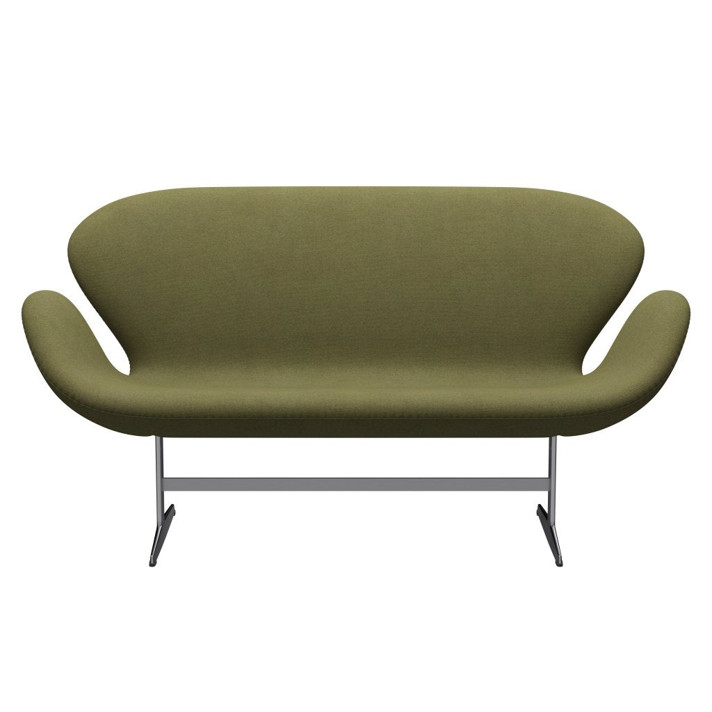 Fritz Hansen Swan Sofa 2 Seater, satén kartáčovaný hliník/tonus zaprášené zelené