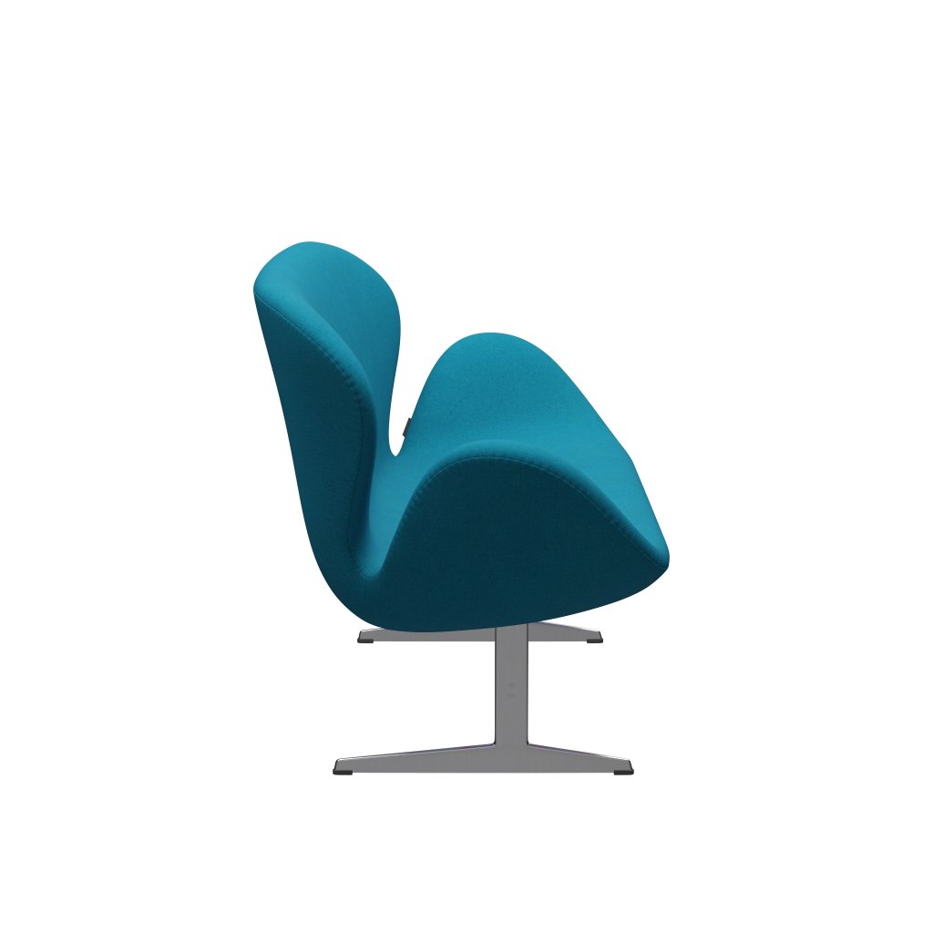Fritz Hansen Swan Sofa 2 Seater, Satin Brushed Aluminium/Tonus Turquoise