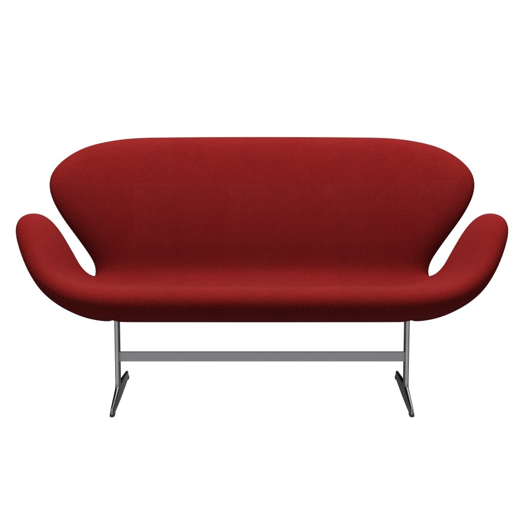 Fritz Hansen Swan Sofa 2 Seater, Satin Brushed Aluminum/Tonus Burnt Red