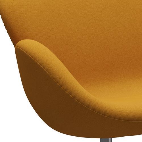 Fritz Hansen Swan Sofa 2 Seater, satén kartáčovaný hliník/tonus teplá žlutá