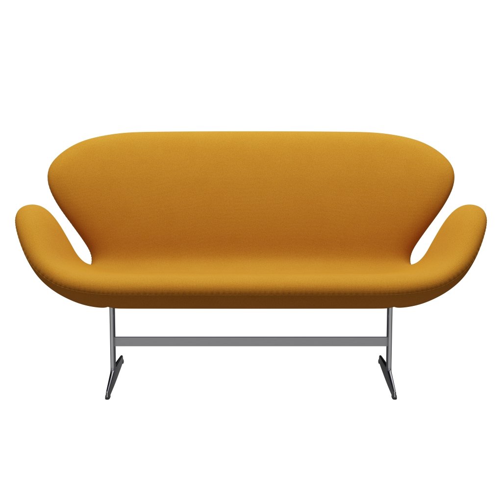 Fritz Hansen Swan Sofa 2 Seater, Satin Brushed Aluminium/Tonus Warm Yellow