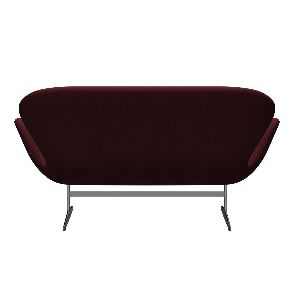 Fritz Hansen Swan Sofa 2 Seater, saténové kartáčované hliníkové/tonus víno červené