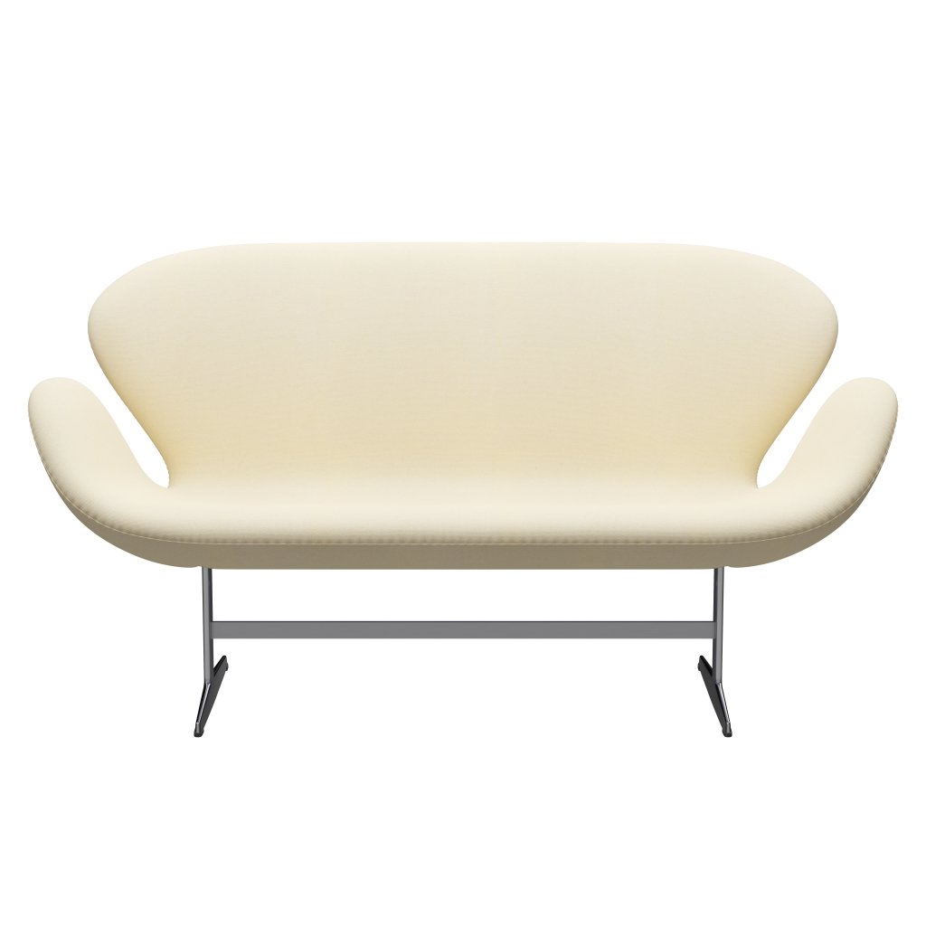 Fritz Hansen Swan Sofa 2 Seater, Satin Brushed Aluminium/Tonus Wool White