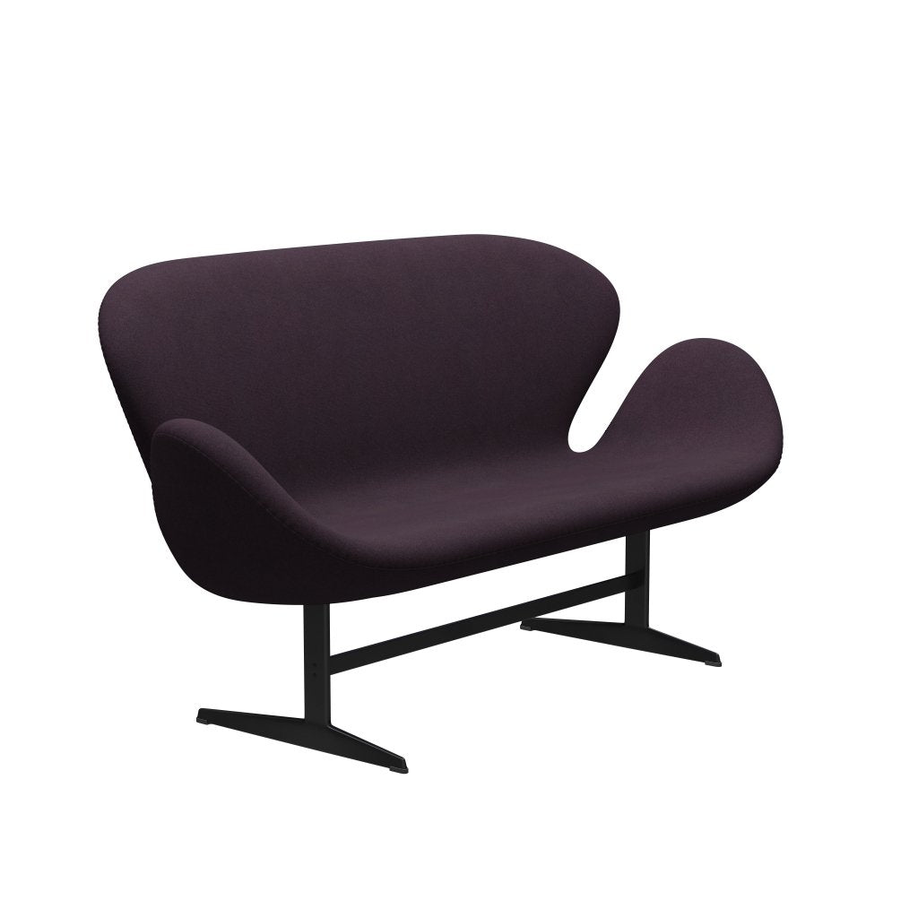 Fritz Hansen Swan Sofa 2 Seater, Black Lacquered/Tonus Aubergine