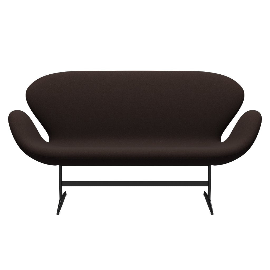 Fritz Hansen Swan Sofa 2 Seater, černá lakovaná/tonus tmavě hnědá