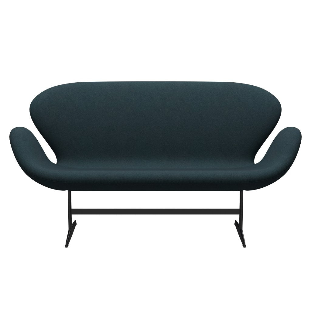 Fritz Hansen Swan Sofa 2 Seater, černá lakovaná/Tonus Dark Green