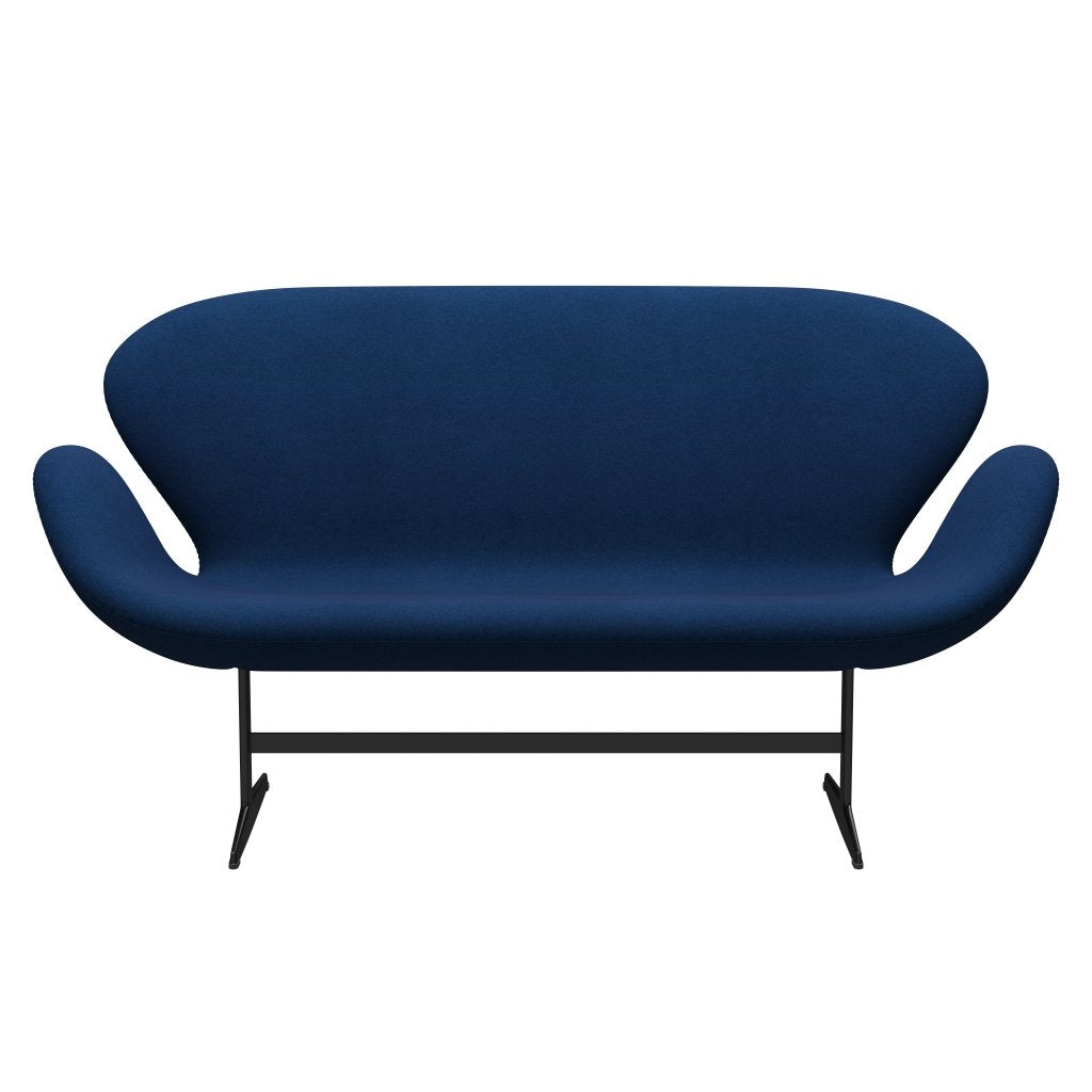 Fritz Hansen Swan Sofa 2 Seater, černá lakovaná/Tonus Dark Coral Blue
