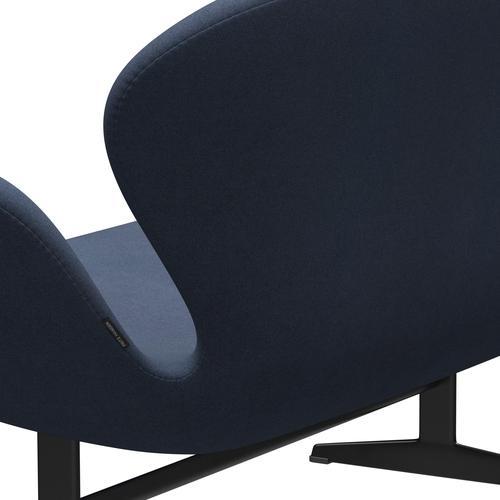 Fritz Hansen Swan Sofa 2 Seater, černá lakovaná/tonus šedá modrá