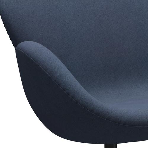 Fritz Hansen Swan Sofa 2 Seater, Black Lacquered/Tonus Grey Blue