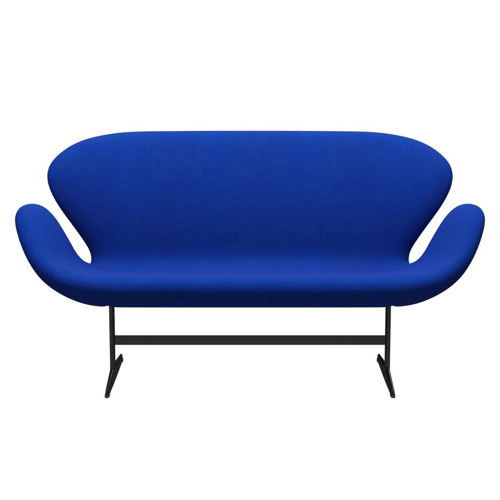 Fritz Hansen Swan Sofa 2 Seater, černá lakovaná/tonus světle modrá