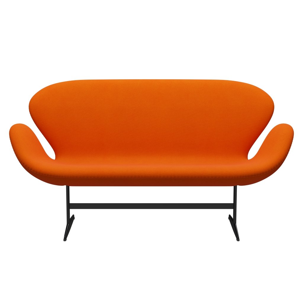 Fritz Hansen Swan Sofa 2 Seater, černá lakovaná/Tonus Light Orange