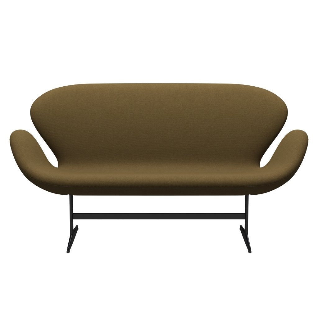 Fritz Hansen Swan Sofa 2 Seater, Black Lacquered/Tonus Khaki Green
