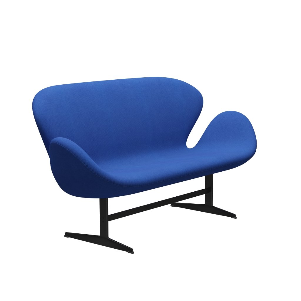 Fritz Hansen Swan Sofa 2 Seater, černá lakovaná/tonus levandule modrá