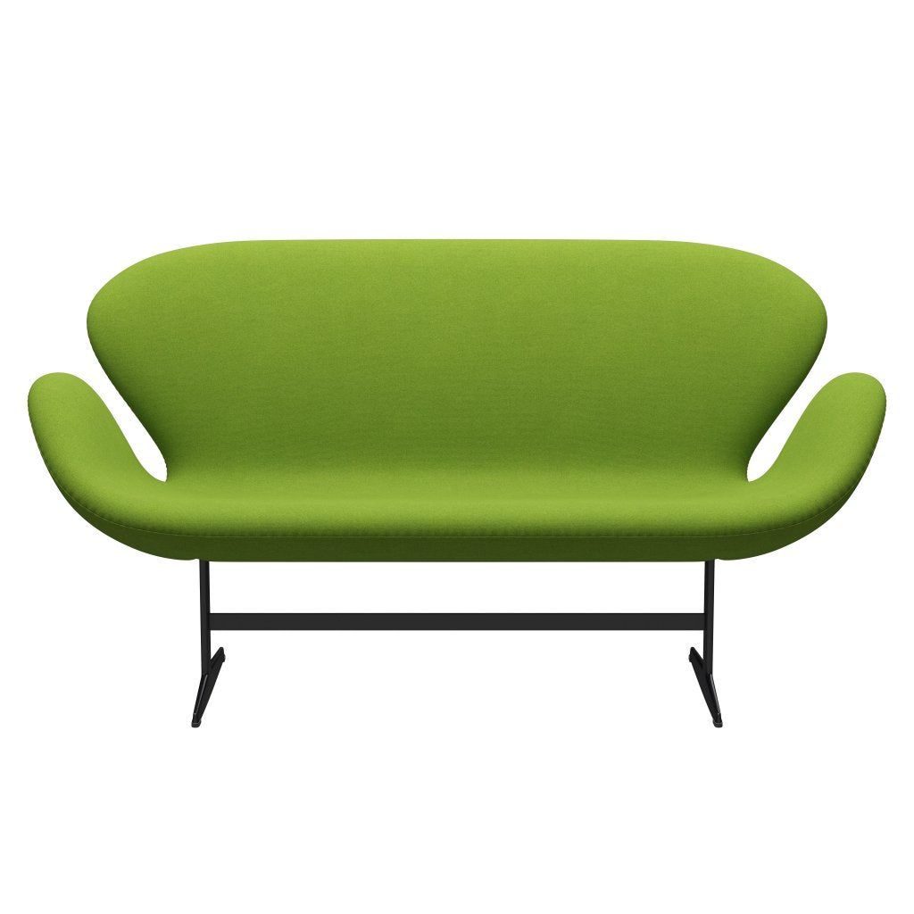 Fritz Hansen Swan Sofa 2 Seater, černý lakovaný/tonus vápno