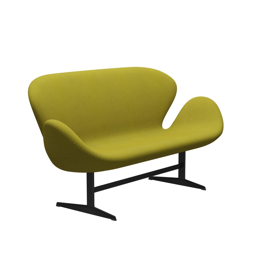 Fritz Hansen Swan Sofa 2 Seater, černá lakovaná/Tonus Lime Green