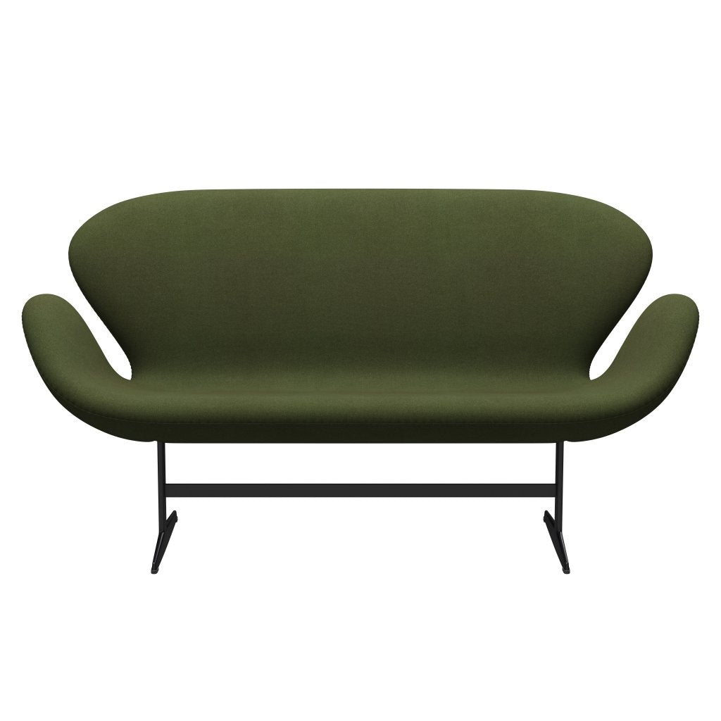 Fritz Hansen Swan Sofa 2 Seater, Black Lacquered/Tonus Vojenská zelená