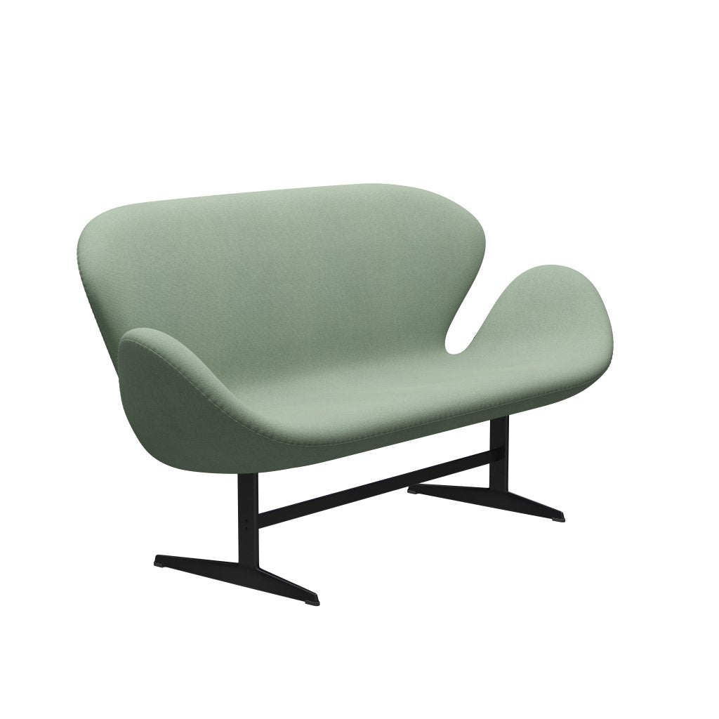 Fritz Hansen Swan Sofa 2 Seater, černá lakovaná/tonus máta zelená