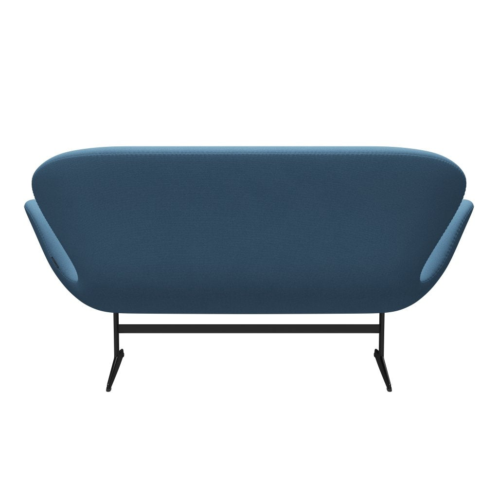 Fritz Hansen Swan Sofa 2 Seater, černá lakovaná/tonus pastelová modrá