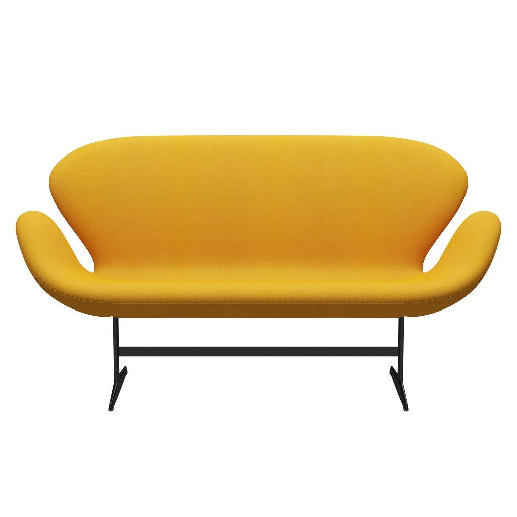 Fritz Hansen Swan Sofa 2 Seater, Black Lacquered/Tonus Mustard