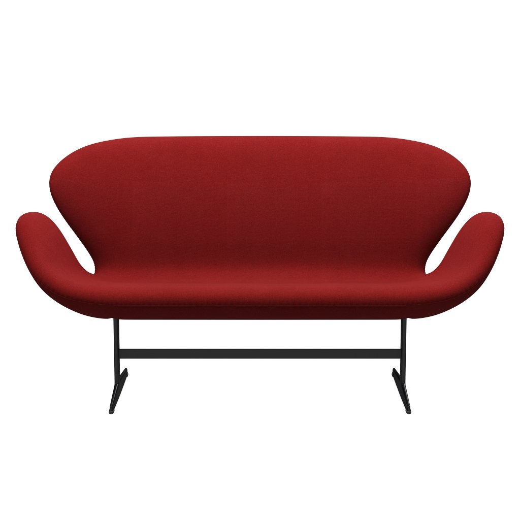 Fritz Hansen Swan Sofa 2 Seater, černý lakovaný/Tonus Burnt Red
