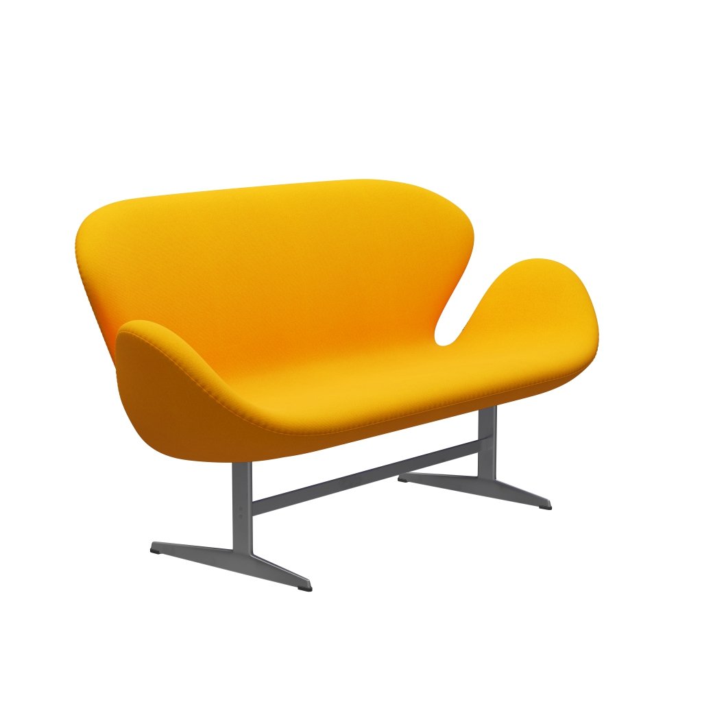 Fritz Hansen Swan Sofa 2 Seater, Silver Grey/Tonus Yellow Orange