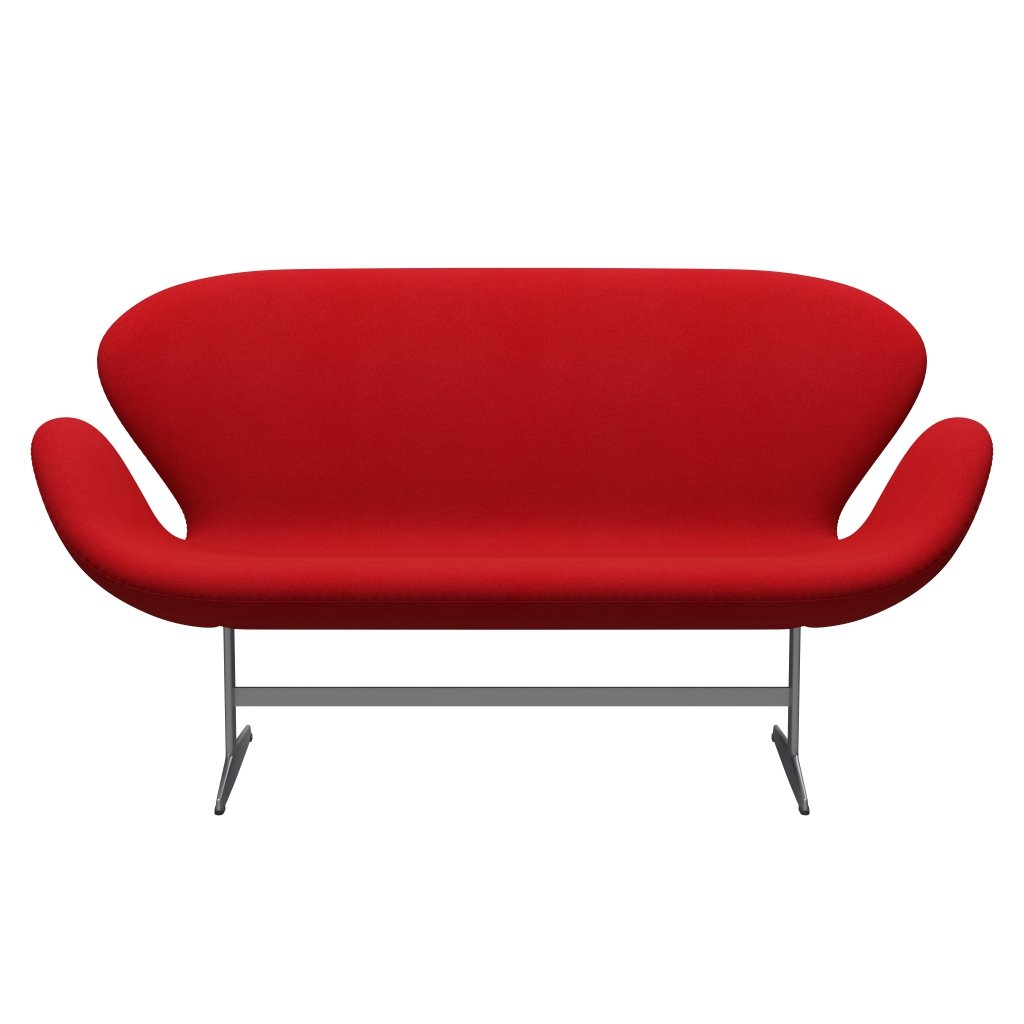 Fritz Hansen Swan Sofa 2 Seater, stříbrná šedá/tonus červená