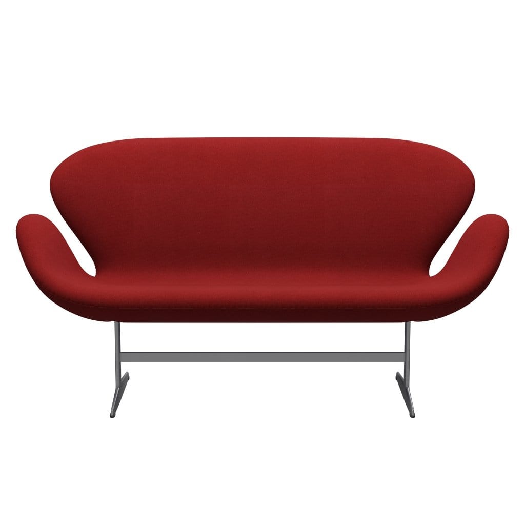 Fritz Hansen Swan Sofa 2 Seater, stříbrná šedá/tonus spálená červená