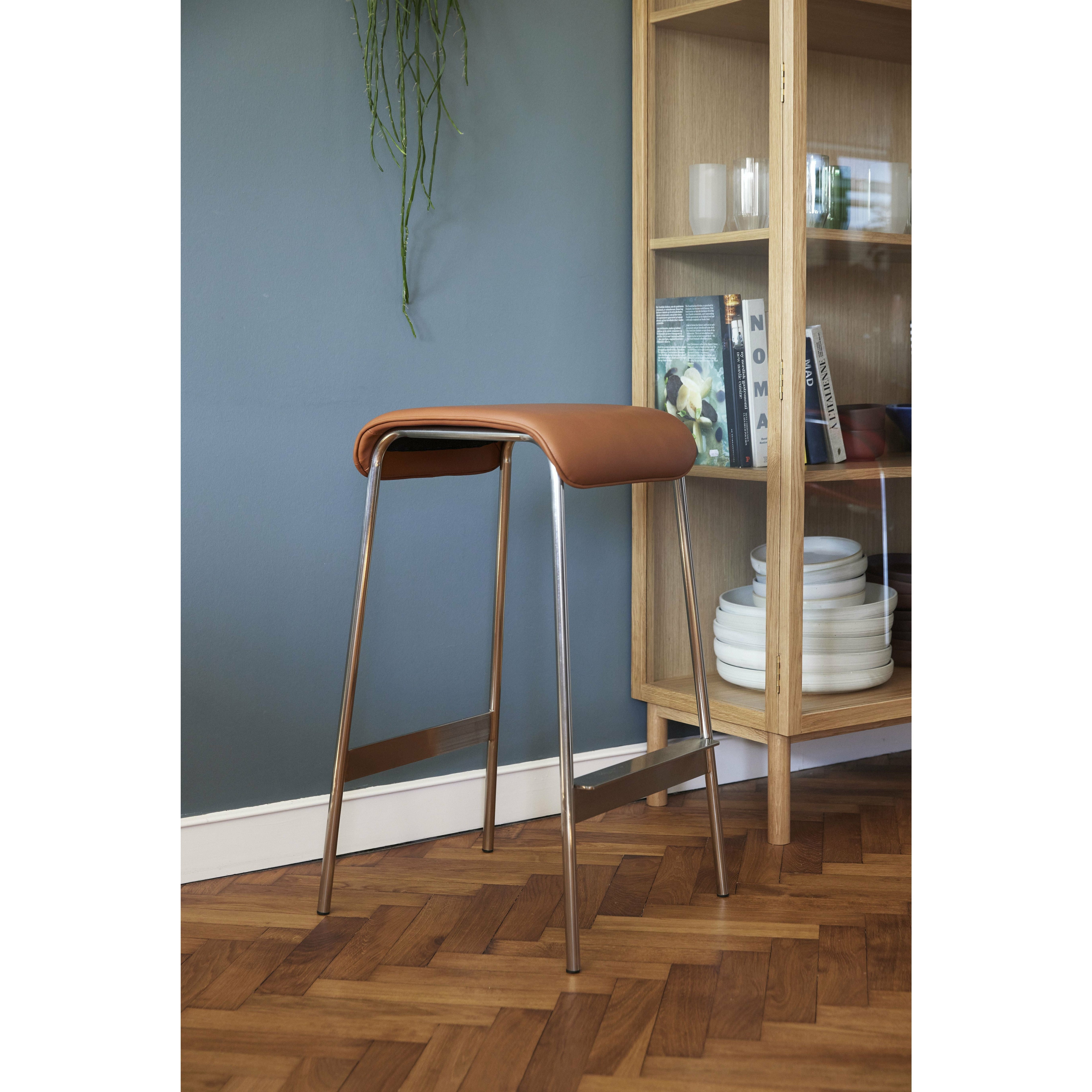 Hübsch Avenue Bar Stool Nickel Nickel Microngber Brown