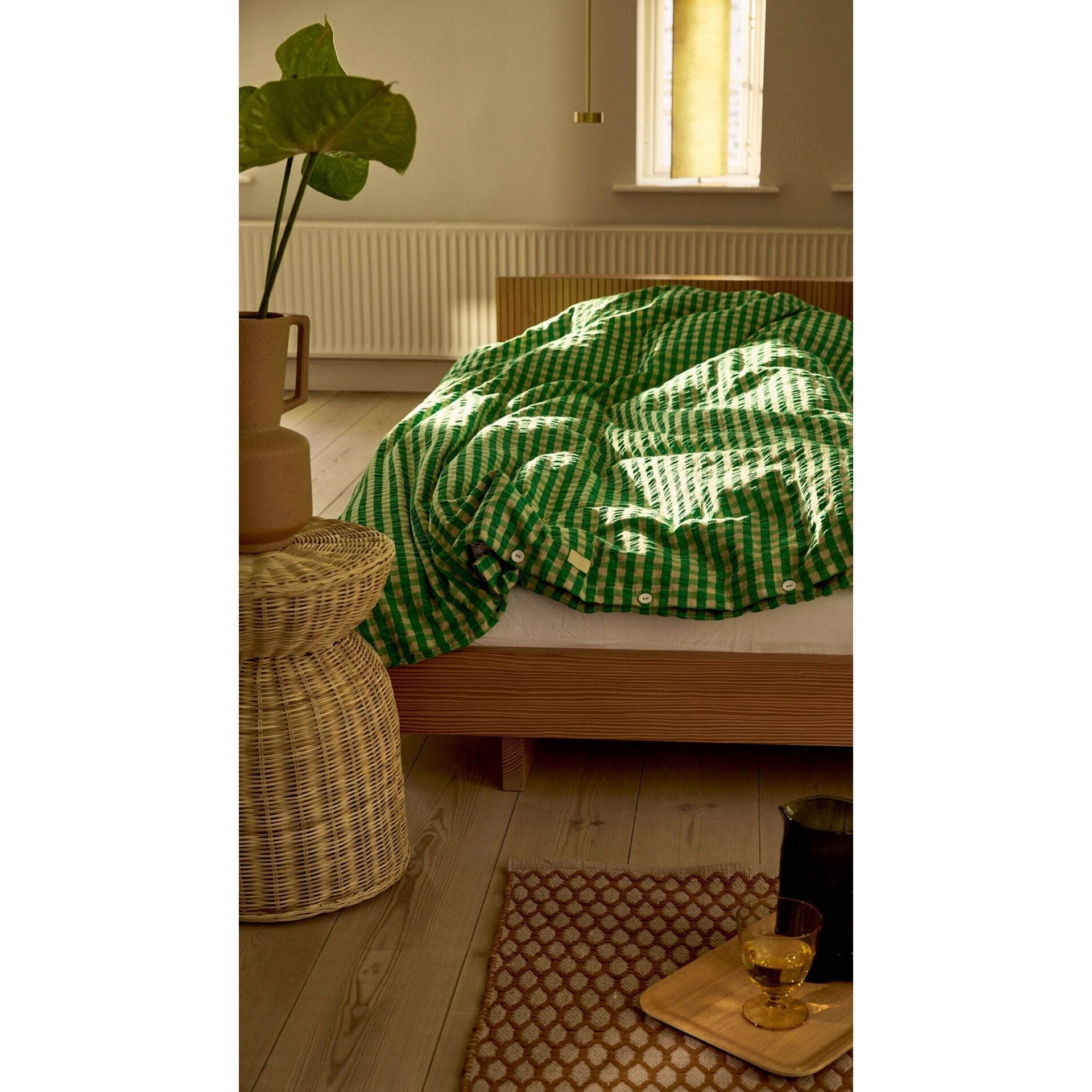 Juna Bæk & Bølge Bed Linen 140x220 cm, zelená/písek
