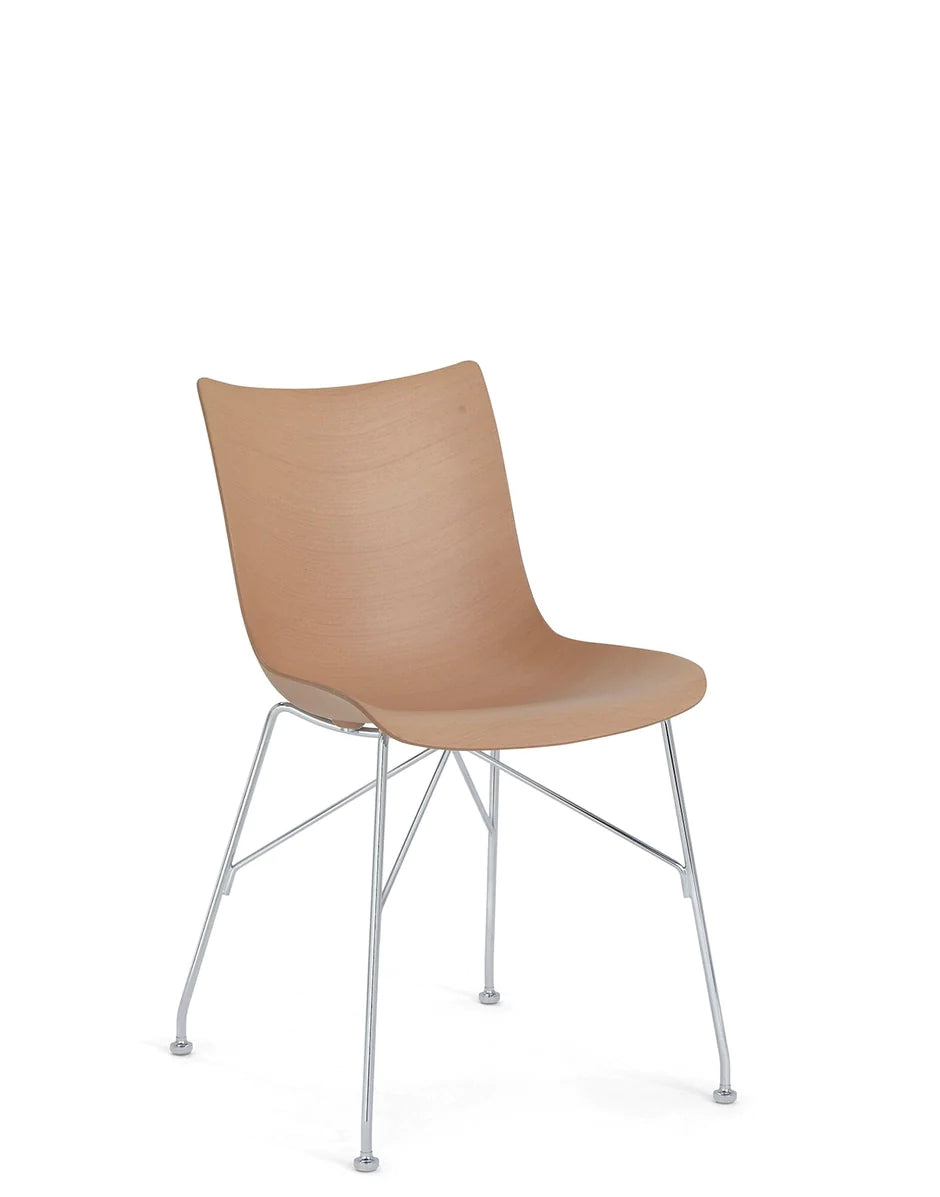 Kartell P/Wood Chair Základní dýha, lehké dřevo/chrom