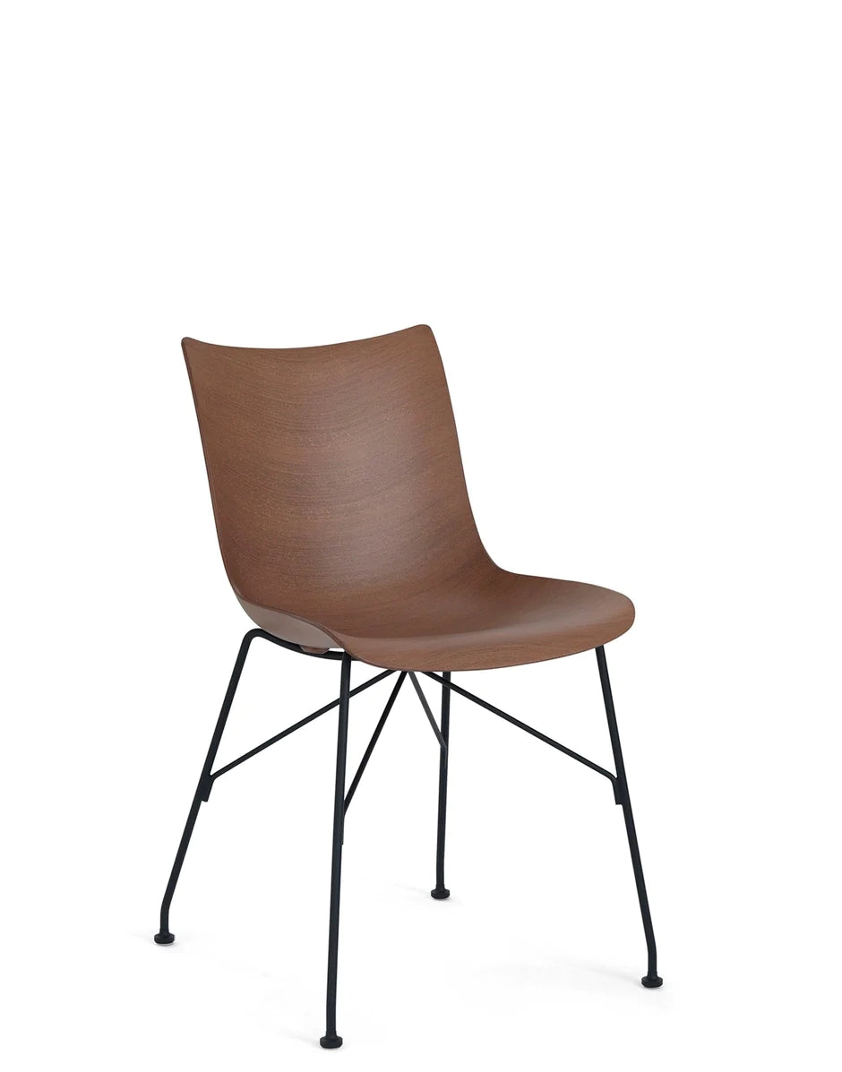 Kartell P/Wood Chair Základní dýha, tmavé dřevo/černá