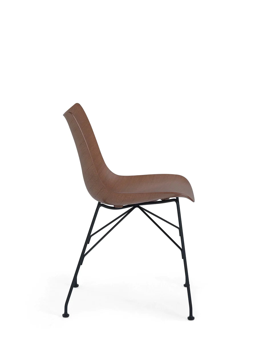 Kartell P/Wood Chair Základní dýha, tmavé dřevo/černá