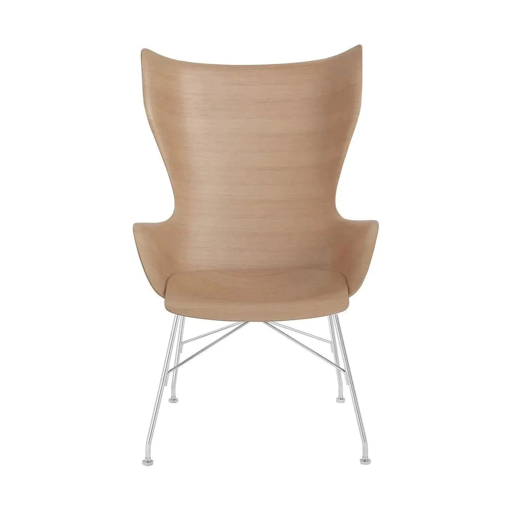 Kartell K/Wood Armchair Basic Veneer, Light Wood/Chrome