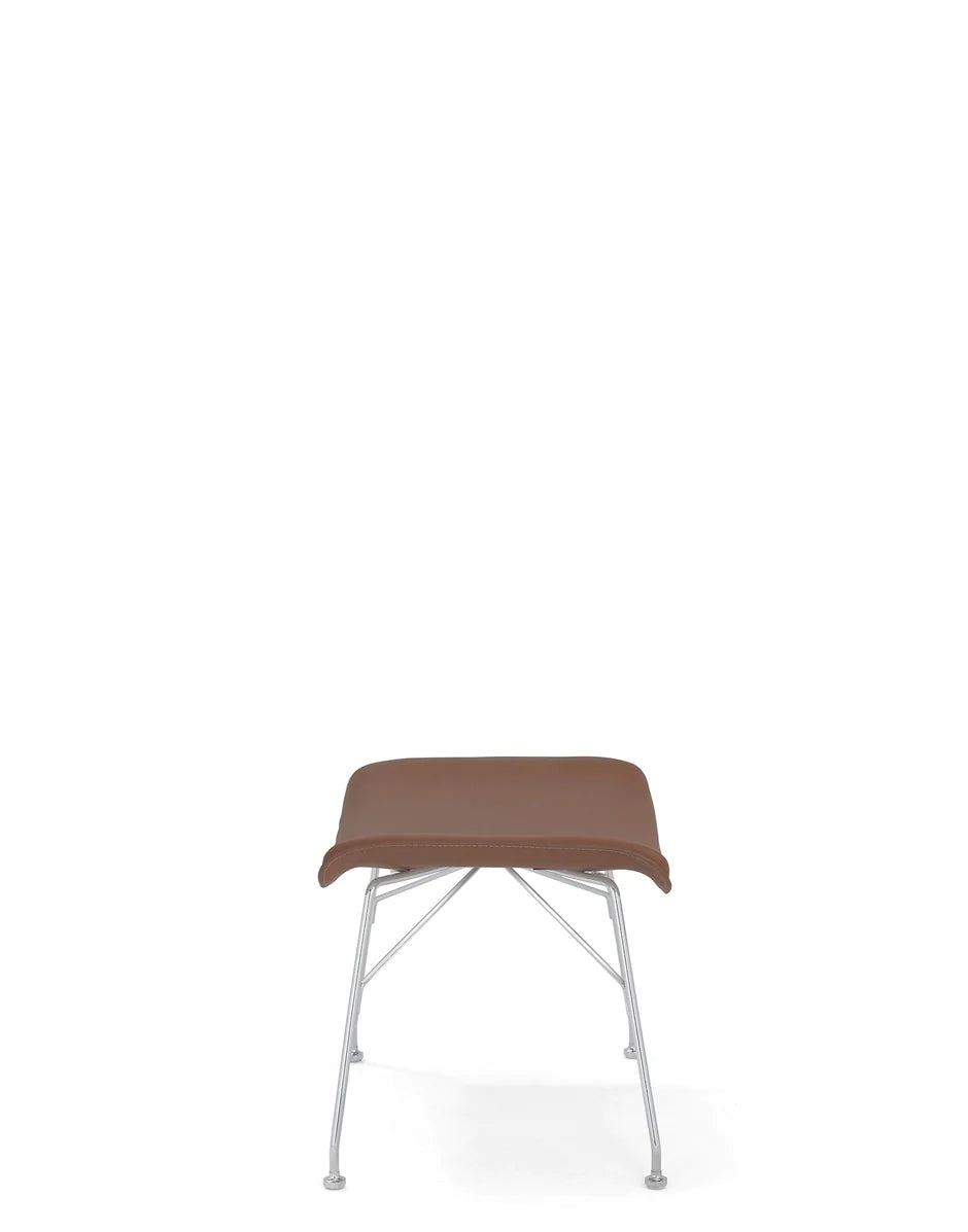 Kartell S/Wood Footrest Leather, Light Wood/Chrome