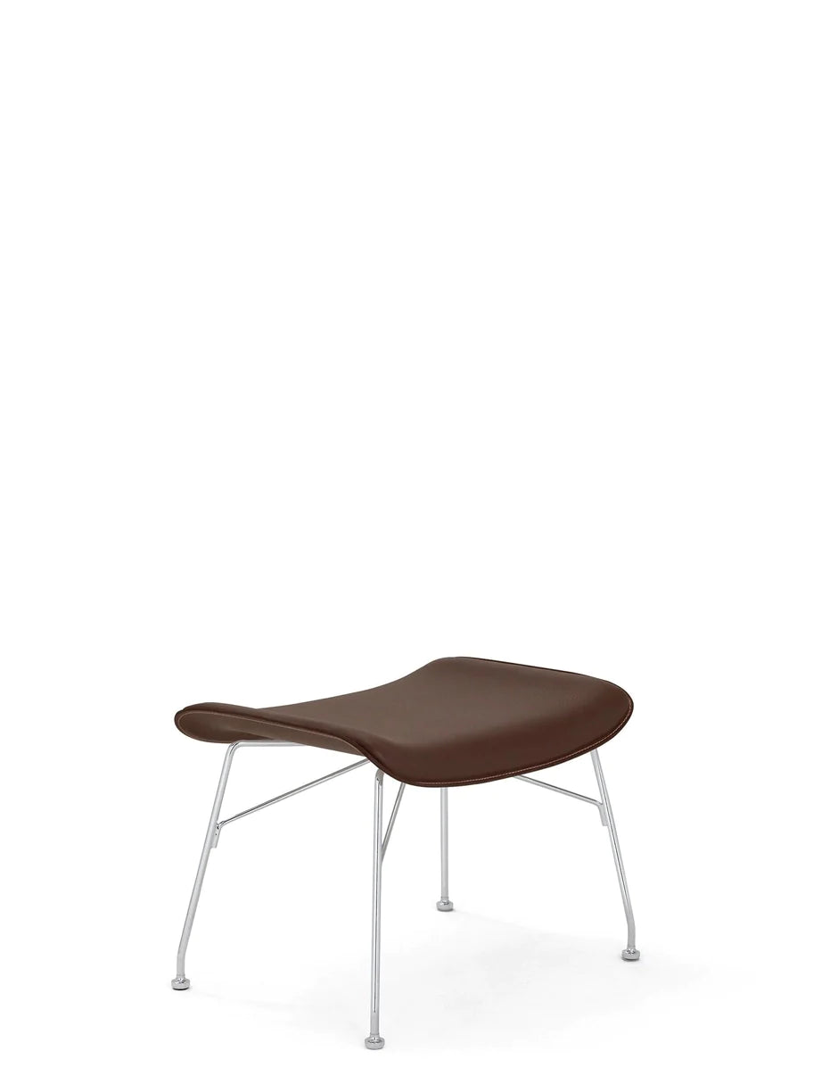 Kartell S/Wood Foowrest Leather, Dark Wood/Chrome