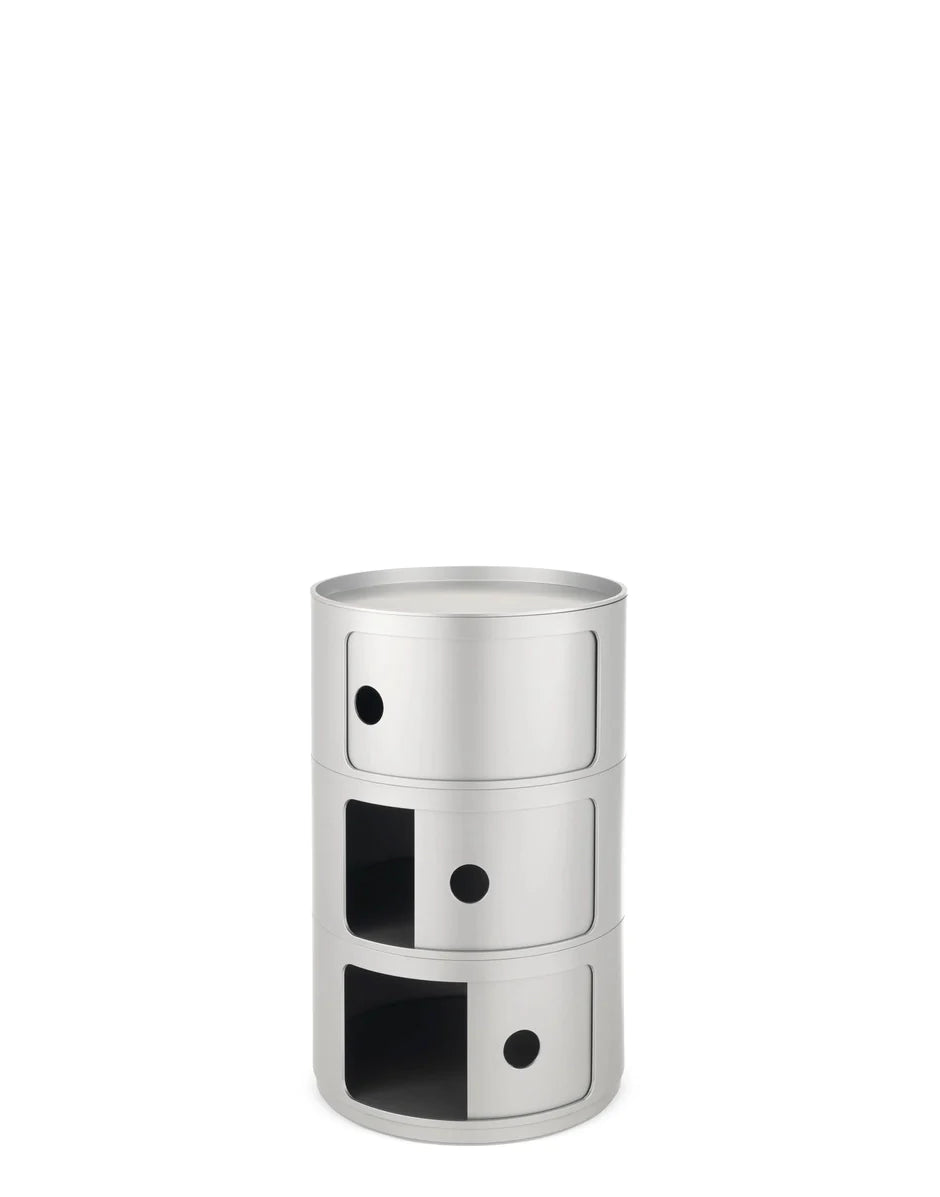 Kartell Componibili Classic Big Container 3 Elements, Silver