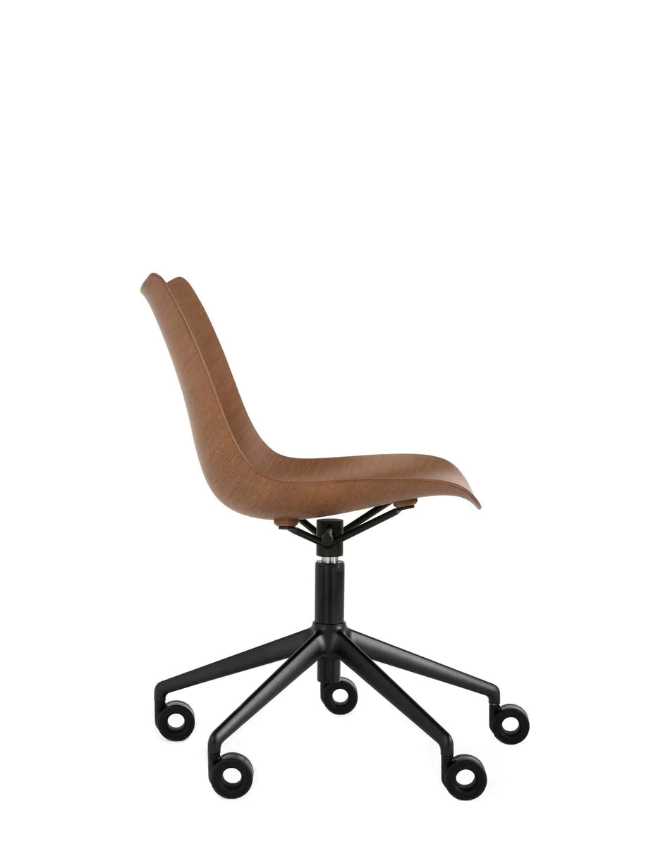 Kartell P/Wood Chair s koly, tmavé dřevo/černé