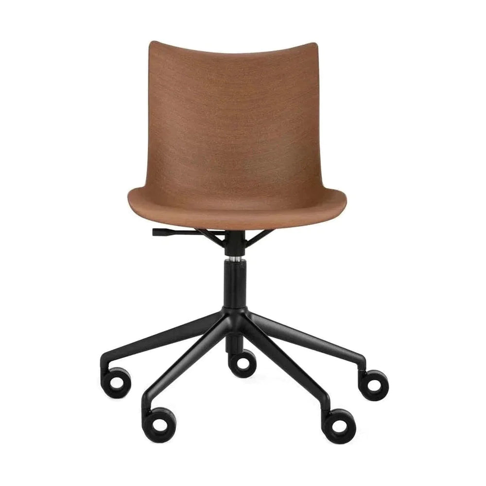 Kartell P/Wood Chair With Wheels, Dark Wood/Black