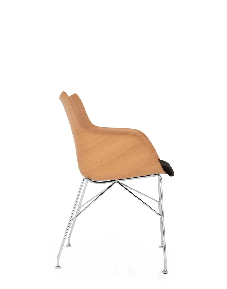 Kartell Q/Wood křeslo, lehké dřevo/chrom/černá