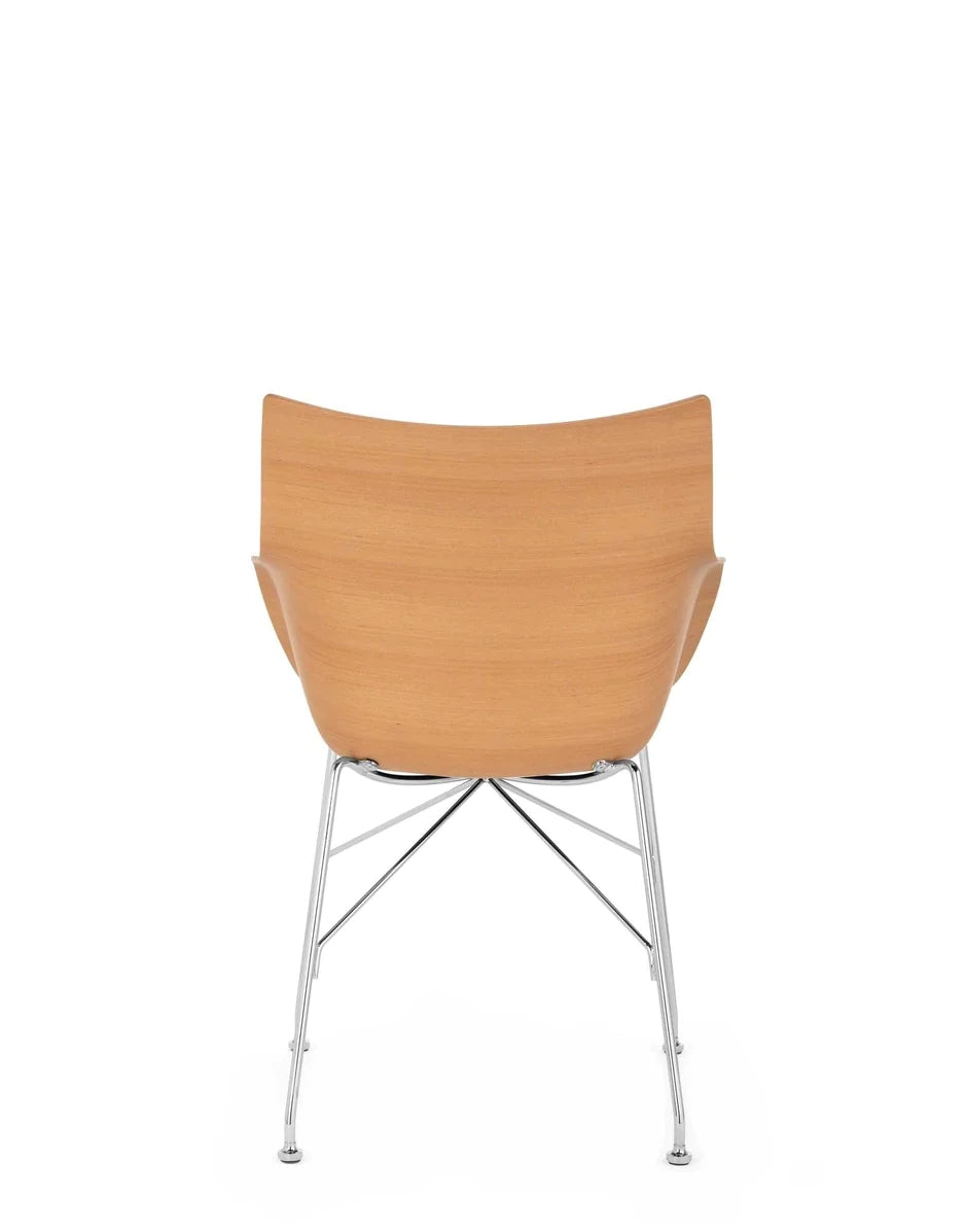 Kartell Q/Wood křeslo, lehké dřevo/chrom/černá